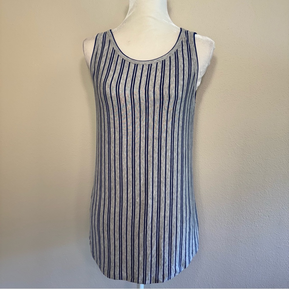 Cabi Ticker Tee Striped Blue and Gray Tank Top - Picture 5 of 16